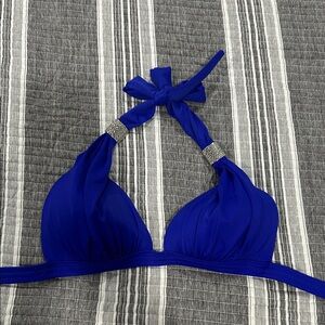 Venus Blue Halter Bikini Top with Silver Accents size b